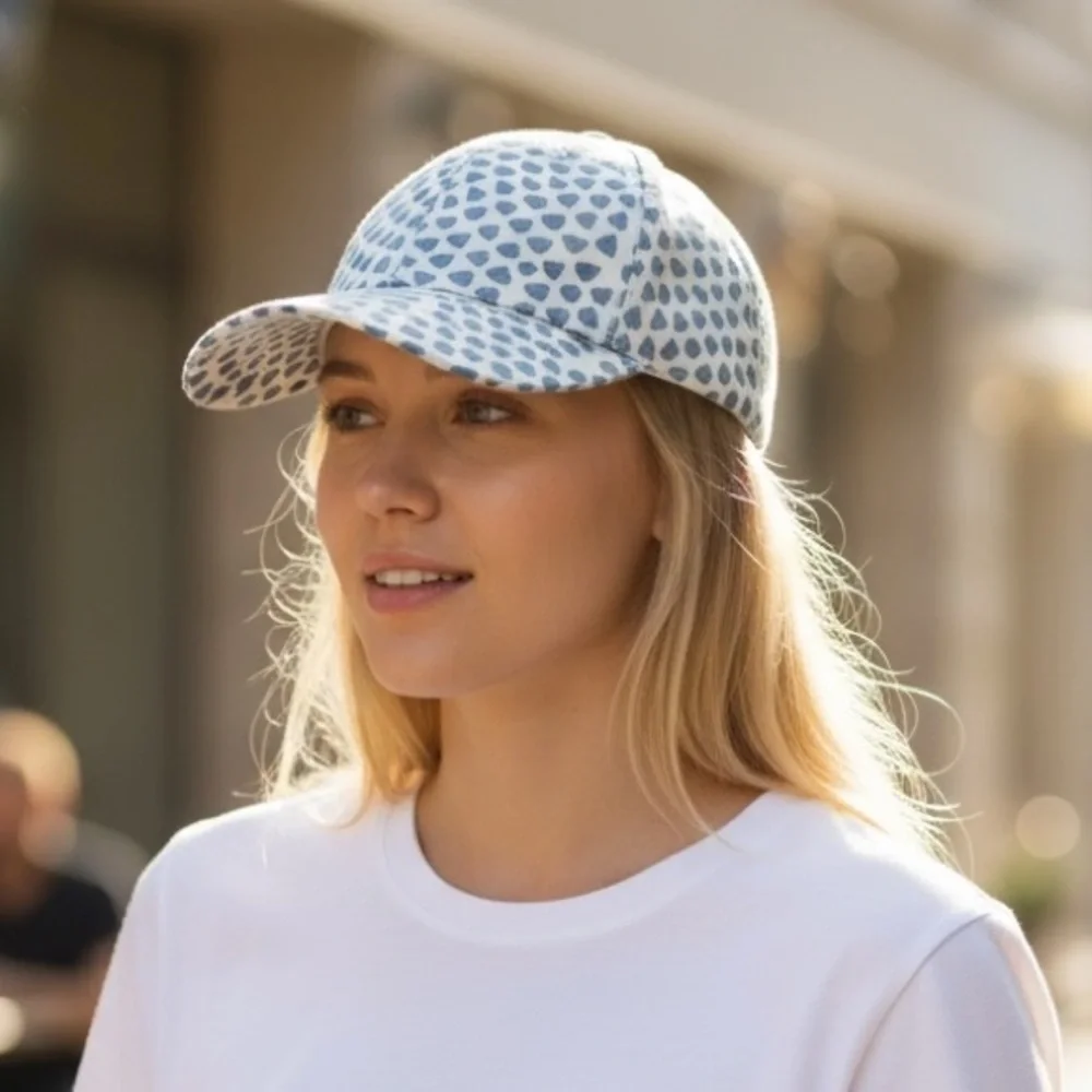 Adorable Quagga Green Label Baseball Cap blue white pink Raindrop Pattern hat
